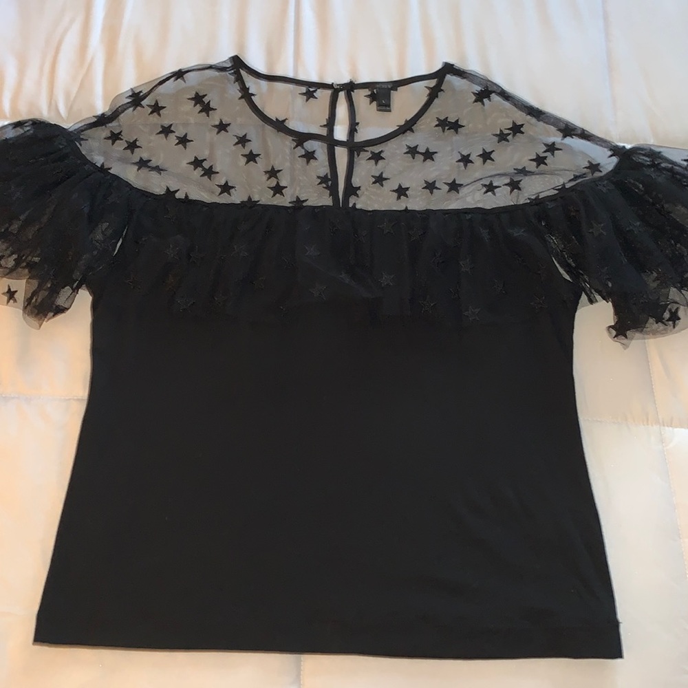 J.Crew Star lace black top size Large